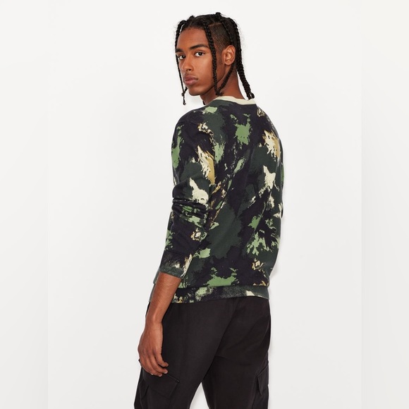 Armani Exchange  CAMOUFLAGE ORGANIC COTTON SWEATER - Picture 5 of 8